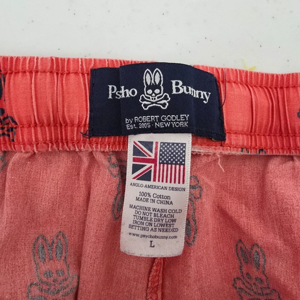 Psycho Bunny Board Shorts Mens Large Orange‎ Swim Trunks AOP